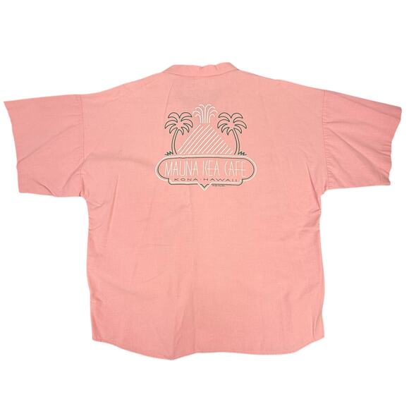 Crazy Shirt Mauna Kea Cafe XL Pink Button Down Vintage Top Kona Hawaii Tiki Pink - Picture 1 of 8